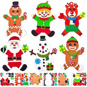 JOYIN 16 Pcs Foam Christmas Character Ornaments DIY Arts & Crafts for Kids, Create Your Own Gingerbread Man, Snow Man, Santa for Christmas Holiday Kids Crafts Kits,Xmas Decorations in Saudi Arabia