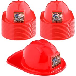 24 Pieces Firefighter Hat Plastic Fireman Hat Fire Chief Helmet for Kids Dress up Party Hats Costume Role Play Party