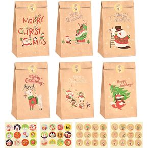 CHEPULA 50 Pack Paper Party Favor Bags,Goodie Bags with 60 PCS Stickers Small Gift Bag for Birthday Party Favor Supplies (Size: 9.4" * 5.1" * 3.15")