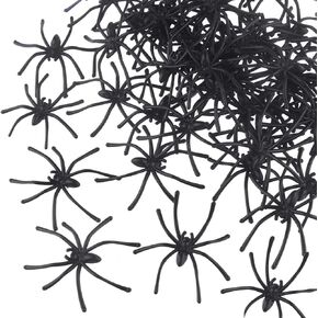 TUPARKA 50 Pcs Halloween Fake Spider Plastic Mini Spiders Realistic Joke Toys for Haunted House Halloween Party Decoration, Black in Kuwait