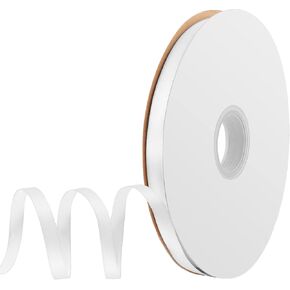 Thin White Ribbon, 1/4 inch Ribbon, Double Faced Satin Ribbon, Silk Ribbon, 100 Yards White Ribbon for Bows Bouquets Gift Wrapping Party Decoration Floral Arrangement Craft Supplies in Saudi Arabia