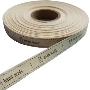 10 Yards Cotton Ribbon 5/8 inch Wewing Ribbon Embroidered Leave Gift Present Package Supply Clothing Label (Black Handmade)