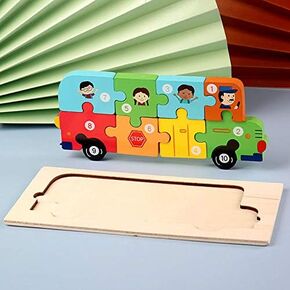 Wooden 'Alligator' 3D Jigsaw Puzzle for Kids, Animal Number Block Puzzles for Toddlers, Educational Learning Montessori Toys for Boys and Girls (Alligator)