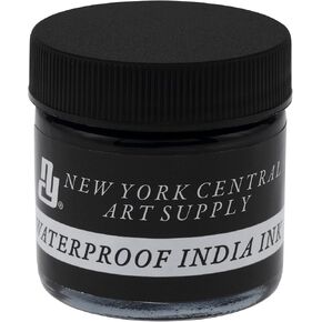 زجاجات حبر New York Central® India - أحدث تأثيرًا باستخدام الحبر الهندي الأسود غير اللامع، مثالي للفنانين والخط والرسوم التوضيحية والمزيد! - 16 أوقية