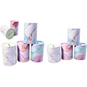 Marble Metal Piggy Bank 100 Dollar Bill 8.5" and 6" Tall Money Jar Money Bank for Adults Money Saving Tin Can Currency Big Piggy Bank for Kids (Blue/Pink, X-Large)