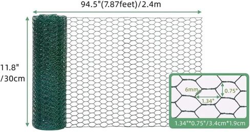 XZJMY Floral Wire Green Netting Floral Chicken Wire Chicken Wire Fence for Craft,11.8 x 94.5in Hexagonal Net Floral Arrangement Wire,Floral Arrangement Supplies,Home DIY Craf (12x95) in Saudi Arabia
