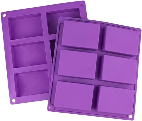 مجموعة قوالب صابون سيليكون مكونة من 4 قطع، 6 تجاويف مستطيلة الشكل من السيليكون لقالب الصابون والحرف اليدوية المنزلية، قالب الكيك، قالب الشوكولاتة، صينية مكعبات الثلج (4 الوان) in Kuwait