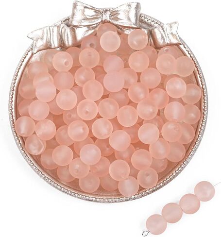 Acrylic 110PCS 10MM Round Beads, Matte Pink, Craft Beads for Jewelry Making, DIY Crafts in Kuwait