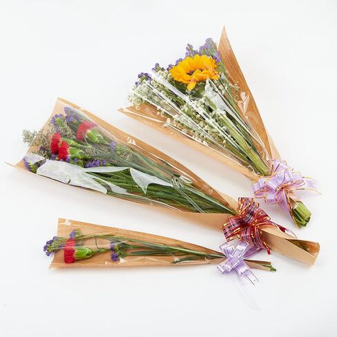 Aylmrice Paper Flower Bags For Bouquets Small Floral Plastic Flower Sleeves For Bouquets Gift Bags 50pcs M-Original in Saudi Arabia