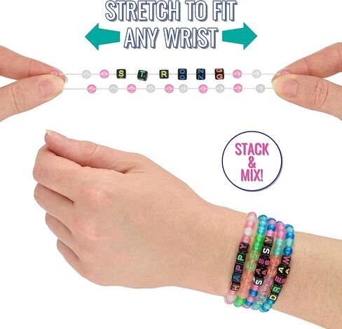 Expressions 16pc Tear & Share Bracelets w/ GLOW IN THE DARK Beads - Novelty Message Bracelets To Share With Friends, Colorful Letter Beaded Bracelets, Shareable Party Favor Jewelry For Kids And Teens in Kuwait