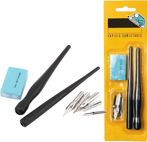 مجموعة أقلام سوداء هزلية من مجموعة أقلام رسم كرتوني مع 5 أقلام بديلة لقلم الكتابة بالحبر والقلم الهزلي in Kuwait