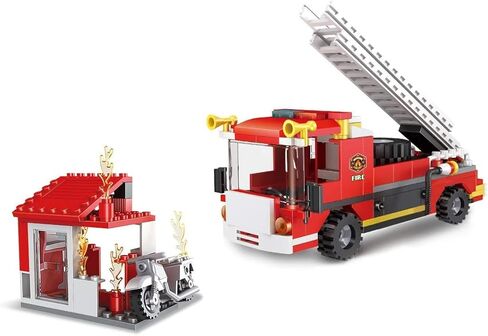 2 في 1 شاحنة إطفاء المدينة، مكعبات بناء محطة إطفاء الحرائق، مجموعة مركبات إطفاء الحرائق، مجموعة أدوات بناء مقاتلي الحرائق، ألعاب إنقاذ الحريق، هدايا عيد الميلاد، مكعبات بناء للأطفال من سن 6 إلى 12 عامًا (184 قطعة) in Kuwait