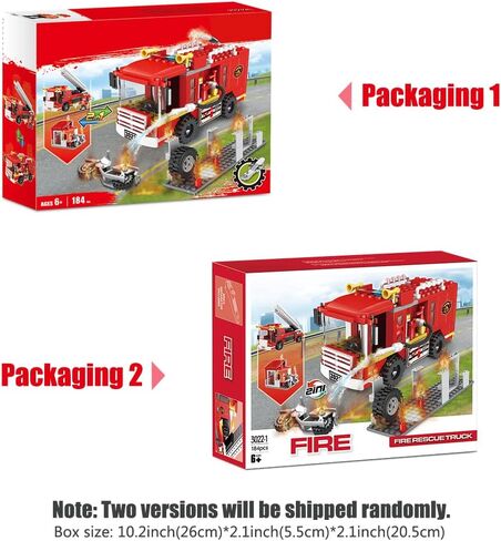 2 في 1 شاحنة إطفاء المدينة، مكعبات بناء محطة إطفاء الحرائق، مجموعة مركبات إطفاء الحرائق، مجموعة أدوات بناء مقاتلي الحرائق، ألعاب إنقاذ الحريق، هدايا عيد الميلاد، مكعبات بناء للأطفال من سن 6 إلى 12 عامًا (184 قطعة) in Kuwait