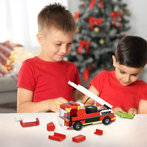 2 في 1 شاحنة إطفاء المدينة، مكعبات بناء محطة إطفاء الحرائق، مجموعة مركبات إطفاء الحرائق، مجموعة أدوات بناء مقاتلي الحرائق، ألعاب إنقاذ الحريق، هدايا عيد الميلاد، مكعبات بناء للأطفال من سن 6 إلى 12 عامًا (184 قطعة) in Kuwait