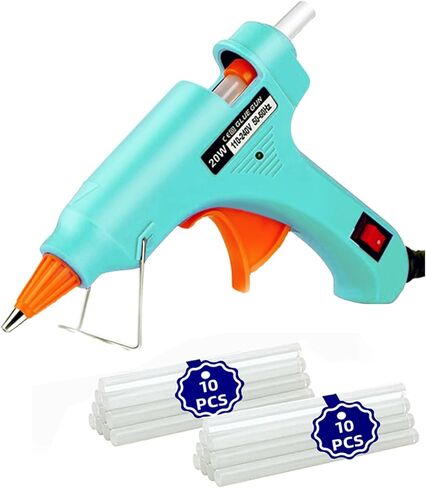 مجموعة مسدس الغراء الساخن: مجموعة مسدسات الغراء الساخن الصغيرة مع 20 عصا تذوب مسدس الغراء للأطفال في المدرسة والفنون المنزلية والإصلاحات السريعة متعددة التطبيقات باللون الأزرق الفاتح in Kuwait