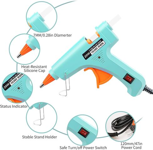مجموعة مسدس الغراء الساخن: مجموعة مسدسات الغراء الساخن الصغيرة مع 20 عصا تذوب مسدس الغراء للأطفال في المدرسة والفنون المنزلية والإصلاحات السريعة متعددة التطبيقات باللون الأزرق الفاتح in Kuwait