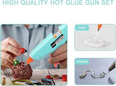 مجموعة مسدس الغراء الساخن: مجموعة مسدسات الغراء الساخن الصغيرة مع 20 عصا تذوب مسدس الغراء للأطفال في المدرسة والفنون المنزلية والإصلاحات السريعة متعددة التطبيقات باللون الأزرق الفاتح in Kuwait