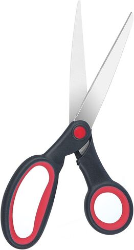 Eleckey Left Handed Scissors for Adults Kids Student All Purpose, 8" Lefty Stainless Steel Scissors for Office Home School Sewing Fabric Craft Supplies, Red/Black (1 Pack) in Kuwait
