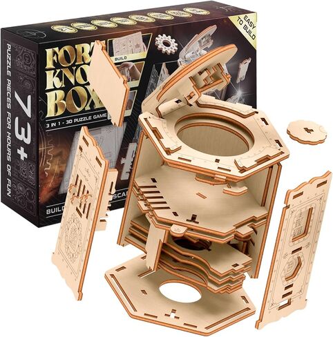 ESC WELT Fort Knox Box PRO 3D Puzzle Game - 3-in-1 Wooden Puzzle Box Game - Brainteaser - Gift Box Riddle Game - Puzzle Box for Children and Adults - Mind Puzzle 3D Wooden Puzzle - Escape Room Game in Kuwait