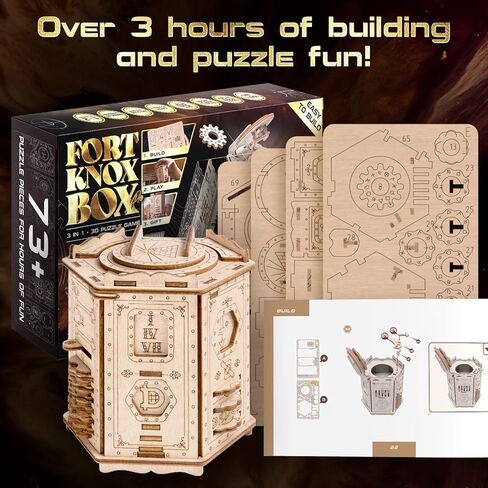 ESC WELT Fort Knox Box PRO 3D Puzzle Game - 3-in-1 Wooden Puzzle Box Game - Brainteaser - Gift Box Riddle Game - Puzzle Box for Children and Adults - Mind Puzzle 3D Wooden Puzzle - Escape Room Game in Kuwait