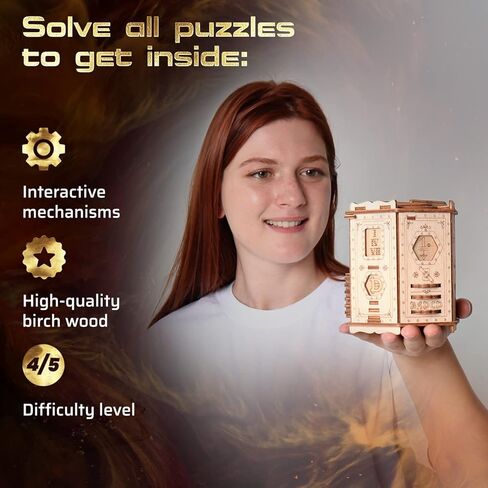 ESC WELT Fort Knox Box PRO 3D Puzzle Game - 3-in-1 Wooden Puzzle Box Game - Brainteaser - Gift Box Riddle Game - Puzzle Box for Children and Adults - Mind Puzzle 3D Wooden Puzzle - Escape Room Game in Kuwait