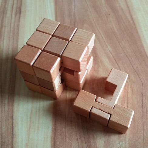 أحجية خشبية ثلاثية الأبعاد من كينجو، أحجية مكعبات متداخلة ثلاثية الأبعاد، لعبة تجميع فكرية، ألغاز للبالغين/الأطفال in Kuwait