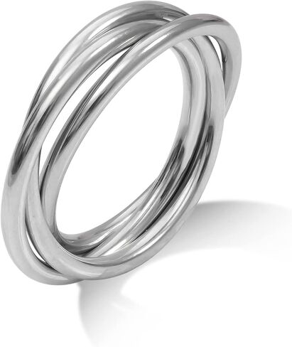 Haoze القلق الدائري الدوار 3 للنساء الفتيات، الفولاذ المقاوم للصدأ التراص المتشابكة المتداول الفرقة تململ خواتم القلق لابنة النساء الرجال in Kuwait