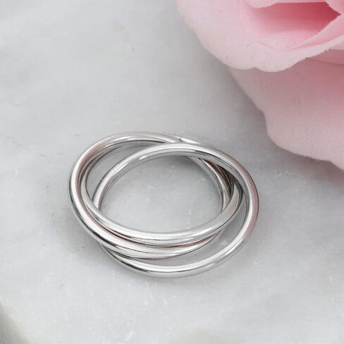 Haoze القلق الدائري الدوار 3 للنساء الفتيات، الفولاذ المقاوم للصدأ التراص المتشابكة المتداول الفرقة تململ خواتم القلق لابنة النساء الرجال in Kuwait