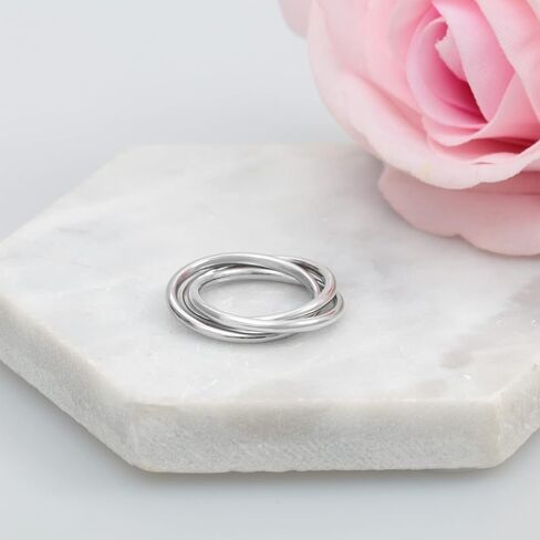 Haoze القلق الدائري الدوار 3 للنساء الفتيات، الفولاذ المقاوم للصدأ التراص المتشابكة المتداول الفرقة تململ خواتم القلق لابنة النساء الرجال in Kuwait