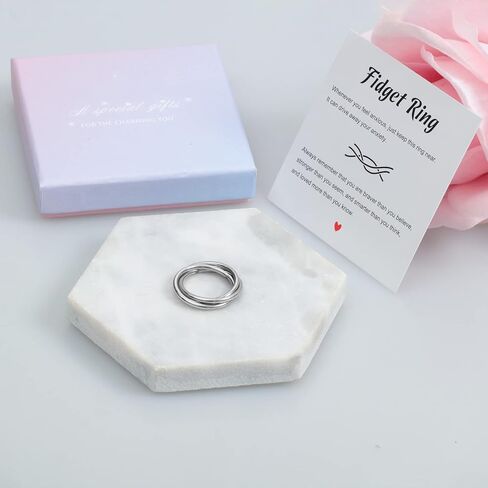 Haoze القلق الدائري الدوار 3 للنساء الفتيات، الفولاذ المقاوم للصدأ التراص المتشابكة المتداول الفرقة تململ خواتم القلق لابنة النساء الرجال in Kuwait