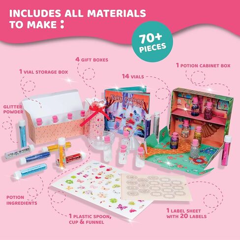 جاك ان ذا بوكس مجموعة جرعة الجنية ذاتية الصنع للاطفال | اصنع 14 جرعة لامعة باستخدام خلطات سحرية مع مجموعة صنع الجرعات | اصنع واهديها لأحبائك | هدية رائعة للاعمار من 6 و7 و8 و9 و10 سنوات in Kuwait