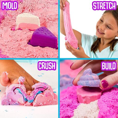 بناء SlimySand، 2 رطل من SlimySand (أزرق وأصفر)، 3 قوالب ممتعة ثلاثية الأبعاد، 2 بكرتين و1 صندوق قابل لإعادة الاستخدام لساعات لا نهاية لها من اللعب. فائقة التمدد وقابلة للتشكيل! in Kuwait