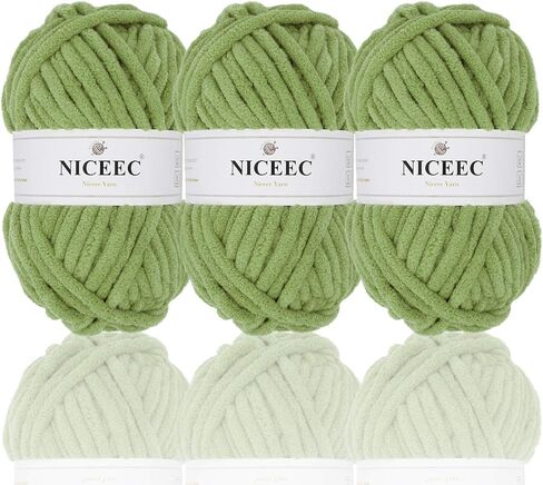 NICEEC 3 شلات من خيوط الشنيل المتلألئة غزل ناعم لحياكة الكروشيه غزل البطانية DIY غزل الحرف اليدوية للبطانية - الطول الإجمالي 3 × 50 م (3 × 55 ياردة، 100 جرام × 3) - الوستارية in Saudi Arabia