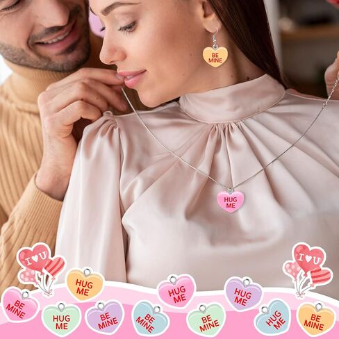 اتش تي زد ان اتش اكس تي 80 قطعة من تعليقات عيد الحب على شكل قلب، قلادة من الراتنج بتصميم هاج مي بي ماين لصنع المجوهرات للقلائد وسلسلة المفاتيح والاقراط الحرفية in Kuwait