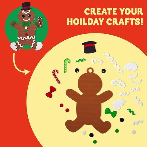 JOYIN 16 Pcs Foam Christmas Character Ornaments DIY Arts & Crafts for Kids, Create Your Own Gingerbread Man, Snow Man, Santa for Christmas Holiday Kids Crafts Kits,Xmas Decorations in Saudi Arabia