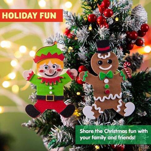 JOYIN 16 Pcs Foam Christmas Character Ornaments DIY Arts & Crafts for Kids, Create Your Own Gingerbread Man, Snow Man, Santa for Christmas Holiday Kids Crafts Kits,Xmas Decorations in Saudi Arabia