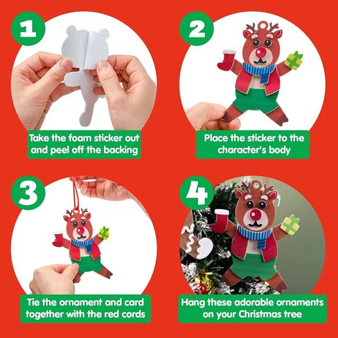 JOYIN 16 Pcs Foam Christmas Character Ornaments DIY Arts & Crafts for Kids, Create Your Own Gingerbread Man, Snow Man, Santa for Christmas Holiday Kids Crafts Kits,Xmas Decorations in Saudi Arabia