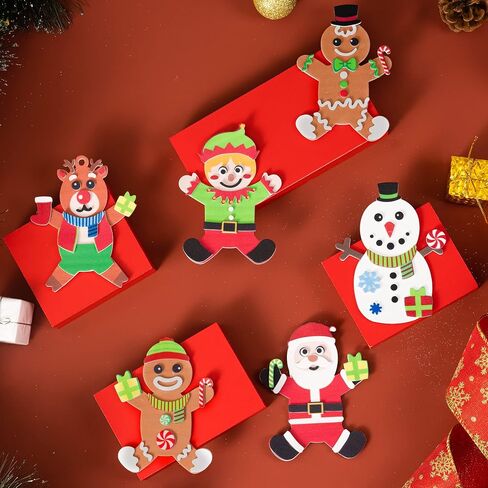 JOYIN 16 Pcs Foam Christmas Character Ornaments DIY Arts & Crafts for Kids, Create Your Own Gingerbread Man, Snow Man, Santa for Christmas Holiday Kids Crafts Kits,Xmas Decorations in Saudi Arabia