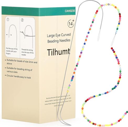 Tilhumt 2 Pieces Beading Needles, Seed Beads Clay Beads Big Eye Beading Needles, Stainless Steel Bead Spinner Needles Set for Bracelet Necklace Jewelry Making in Kuwait