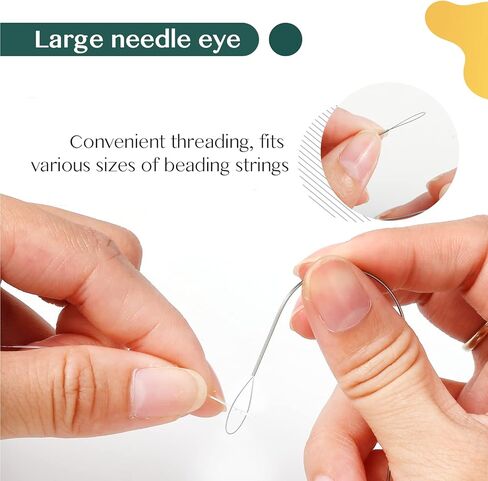 Tilhumt 2 Pieces Beading Needles, Seed Beads Clay Beads Big Eye Beading Needles, Stainless Steel Bead Spinner Needles Set for Bracelet Necklace Jewelry Making in Kuwait