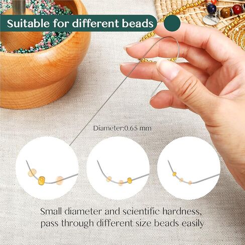 Tilhumt 2 Pieces Beading Needles, Seed Beads Clay Beads Big Eye Beading Needles, Stainless Steel Bead Spinner Needles Set for Bracelet Necklace Jewelry Making in Kuwait