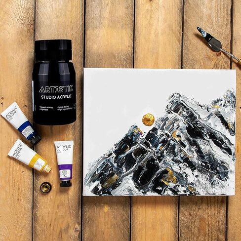 ARTISTIK Acrylic Paint 500 ml Tub - Acrylic Paints with High Pigment and Long-Lasting Brilliant and Vibrant Colors Professional & Amateur Painting Jar Arts and Craft Supplies (White) in Kuwait