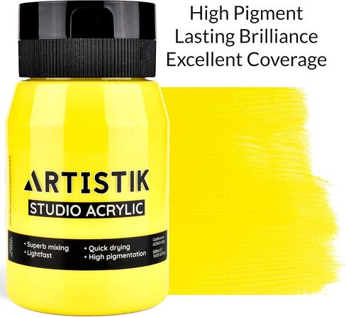 ARTISTIK Acrylic Paint 500 ml Tub - Acrylic Paints with High Pigment and Long-Lasting Brilliant and Vibrant Colors Professional & Amateur Painting Jar Arts and Craft Supplies (White) in Kuwait