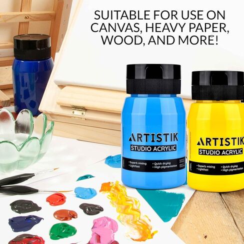 ARTISTIK Acrylic Paint 500 ml Tub - Acrylic Paints with High Pigment and Long-Lasting Brilliant and Vibrant Colors Professional & Amateur Painting Jar Arts and Craft Supplies (White) in Kuwait