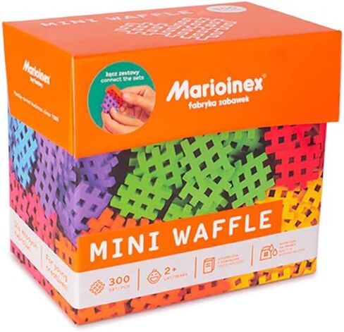 Mini Waffle Block Construction Playset for Kids- Big Box- 300 Rainbow Interlocking Puzzle Pieces-Improves Fine Motor Skills- STEM/STEAM Building Montessori Toys for Boys and Girls Ages 3+ in Saudi Arabia