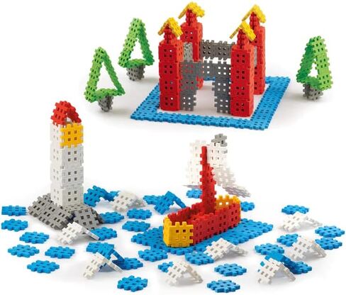Mini Waffle Block Construction Playset for Kids- Big Box- 300 Rainbow Interlocking Puzzle Pieces-Improves Fine Motor Skills- STEM/STEAM Building Montessori Toys for Boys and Girls Ages 3+ in Saudi Arabia