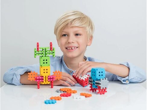 Mini Waffle Block Construction Playset for Kids- Big Box- 300 Rainbow Interlocking Puzzle Pieces-Improves Fine Motor Skills- STEM/STEAM Building Montessori Toys for Boys and Girls Ages 3+ in Saudi Arabia