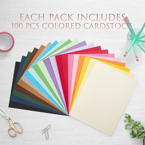 100 Sheets Colored Cardstock 20 Super Rainbow colors 220gsm for DIY Art, Kids Paper Scrapbooking, Crafts Making (100) in Kuwait