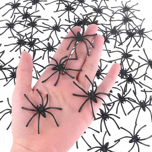 TUPARKA 50 Pcs Halloween Fake Spider Plastic Mini Spiders Realistic Joke Toys for Haunted House Halloween Party Decoration, Black in Kuwait