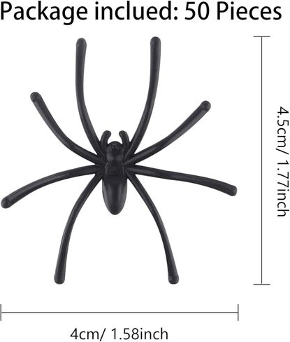 TUPARKA 50 Pcs Halloween Fake Spider Plastic Mini Spiders Realistic Joke Toys for Haunted House Halloween Party Decoration, Black in Kuwait